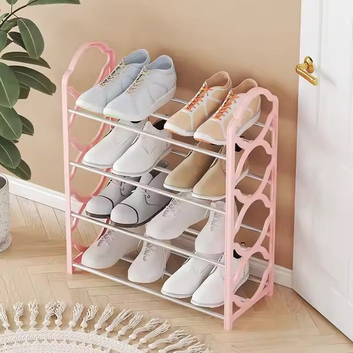 4-Layer Space-Saving Shoe Rack | Portable Dustproof Shoe Organizer With Cover | Closet & Home Shoe Stand | Plastic + Metal Body