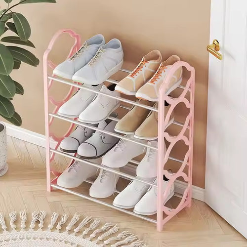 4-Layer Space-Saving Shoe Rack | Portable Dustproof Shoe Organizer With Cover | Closet & Home Shoe Stand | Plastic + Metal Body