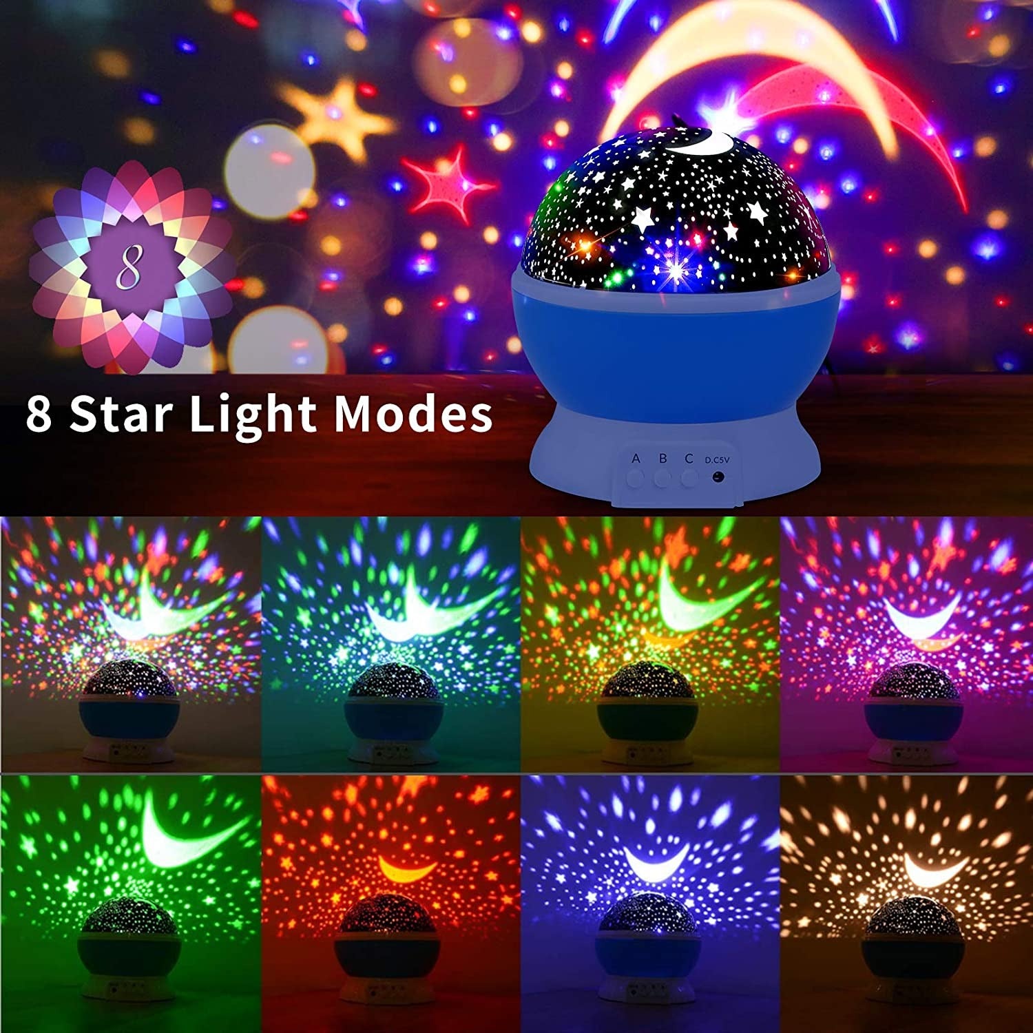 Star Master Night Light Projector – Rotating Galaxy Star Light, LED Color Changing Lamp for Room Decoration (Random Color)