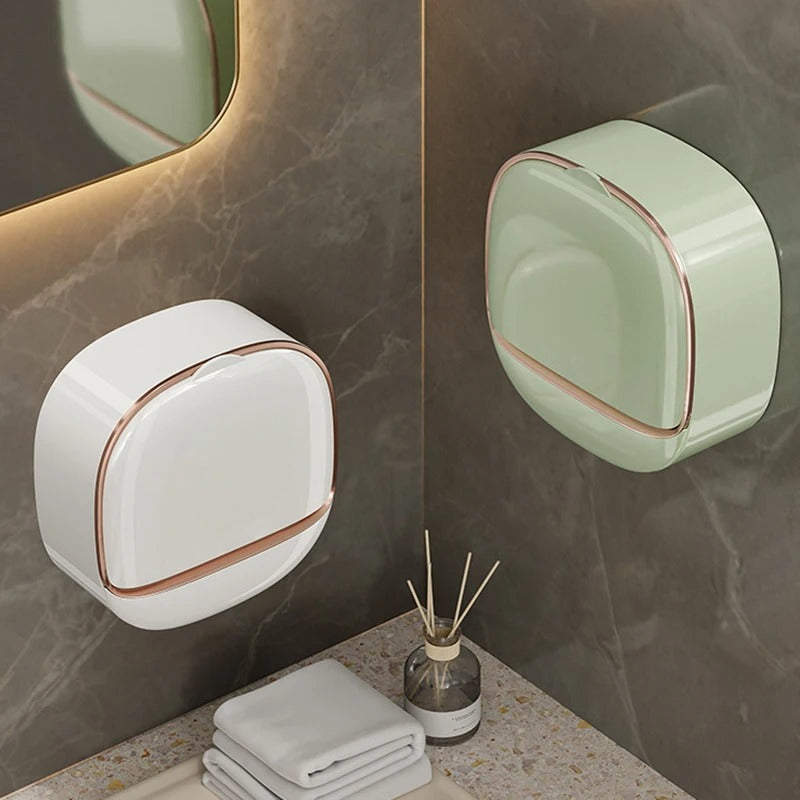 Wall Mounted Soap Box Holder – Punch Free Drain Soap Dish for Bathroom & Laundry | Easy Clean | Random Color