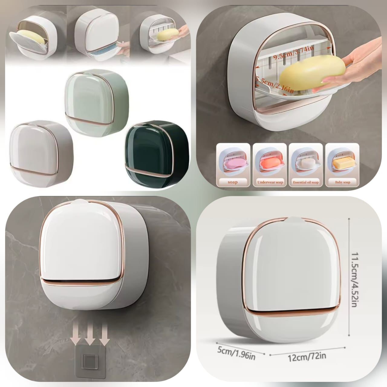 Wall Mounted Soap Box Holder – Punch Free Drain Soap Dish for Bathroom & Laundry | Easy Clean | Random Color