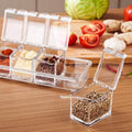 Crystal Seasoning Box With 4 Compartments And Spoons –Transparent Spic e Storage Container Set For Kitchen Organization