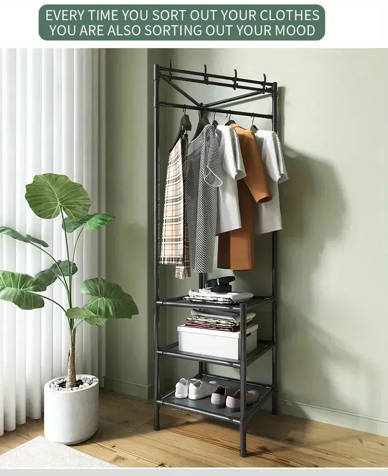 Multifunctional 3-Layer Corner Coat Rack – Nail-Free Wall Mounted Storage Organizer | Space-Saving Waterproof Coat & Hat Holder |