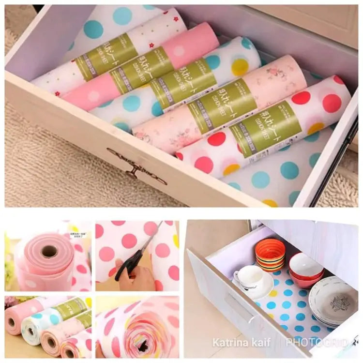 Non-Slip Kitchen Cabinet Drawer Mat 45×200cm | Antibacterial Waterproof Shelf Liner for Cabinets, Wardrobes & Drawers | Random Color