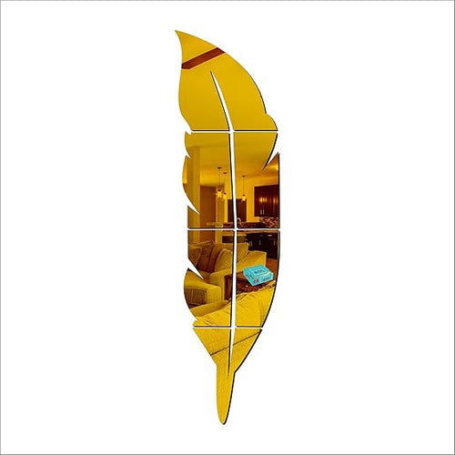 3d Acrylic Wall leaf Mirror reflection Room Decor - Black