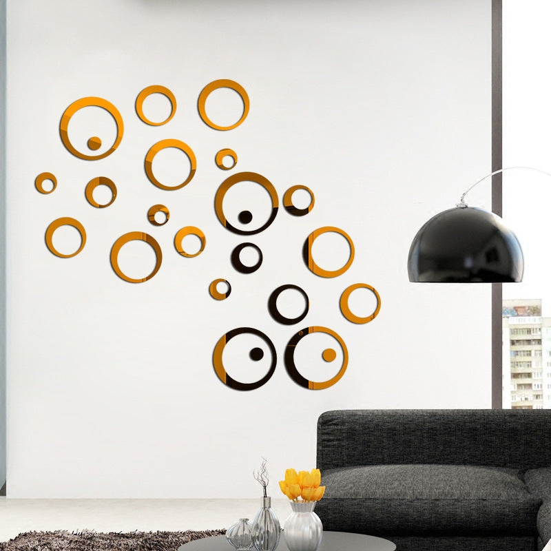 Acrylic Ring Mirror Wall Decor - Golden