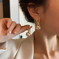 Knot Pearl Earrings Clip On Pearl Earrings Big Silver Grey Earrings | Earrings for Women Fashion | Luxury Look Artificial Earrings | Women Earrings - Black