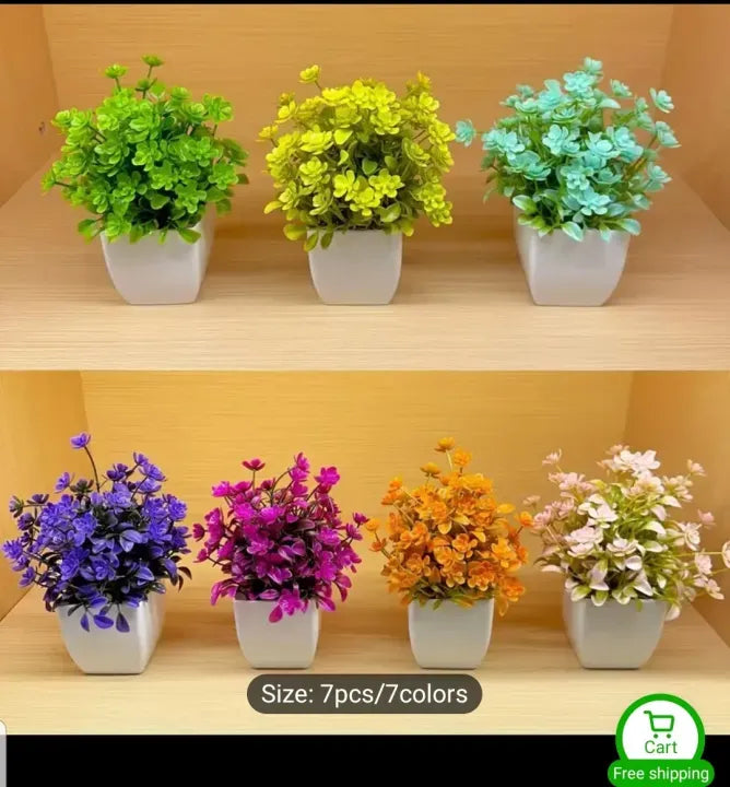 Pack of 6 Mini Artificial Plants for Room & Home Decoration