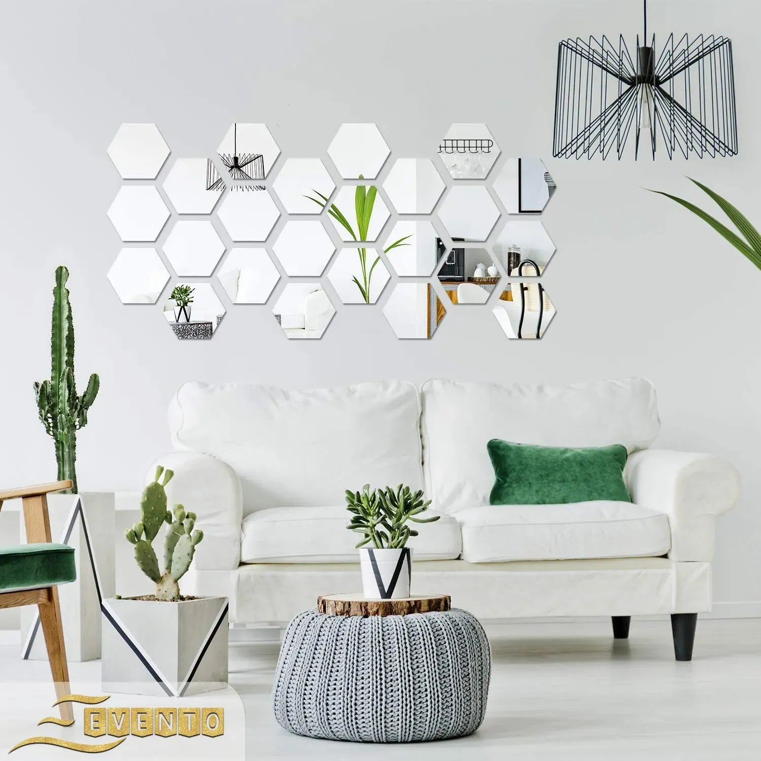 Imported Acrylic Hexagon 3D Wall Decor Mirror Stickers (Set of 12)