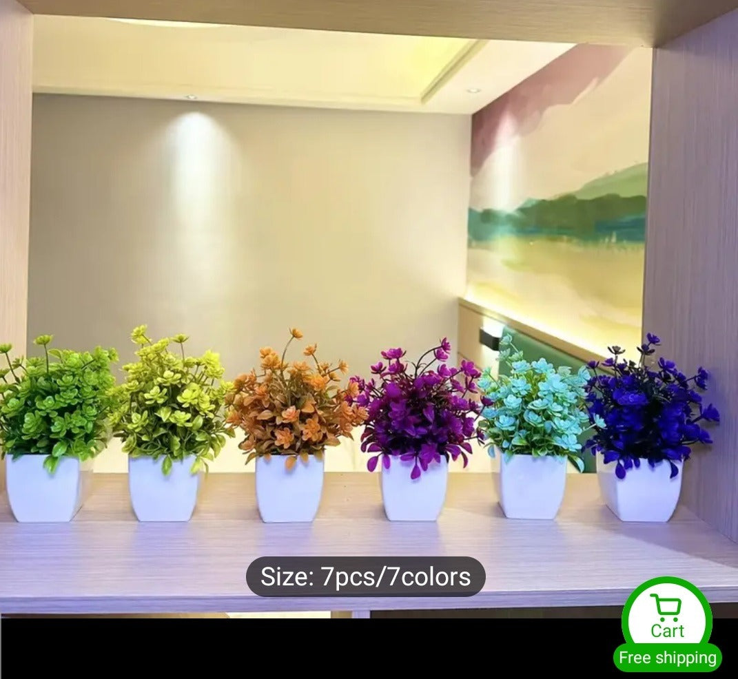 Pack of 6 Mini Artificial Plants for Room & Home Decoration view 3