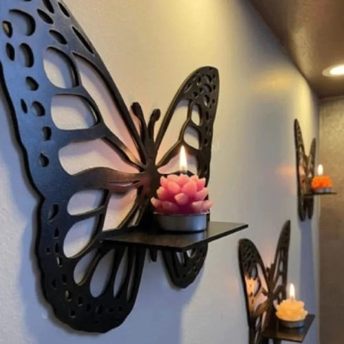 Decorative Butterfly Wall Shelf & Candlestick Holder view 2