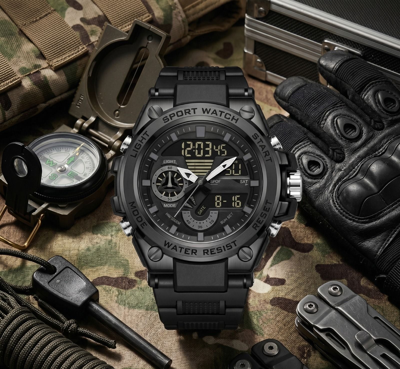 Men's Dual Display Analog-Digital Sports Military Watch view 6