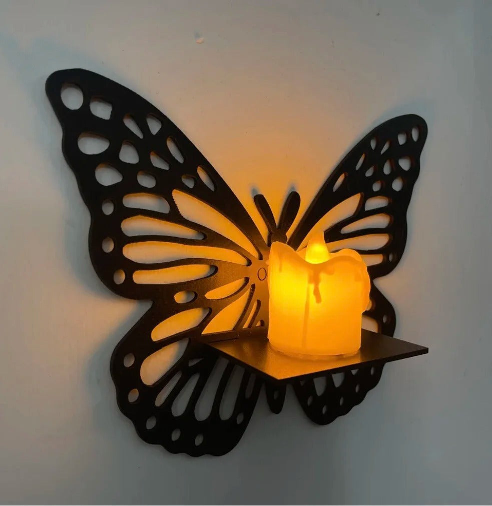 Decorative Butterfly Wall Shelf & Candlestick Holder view 4