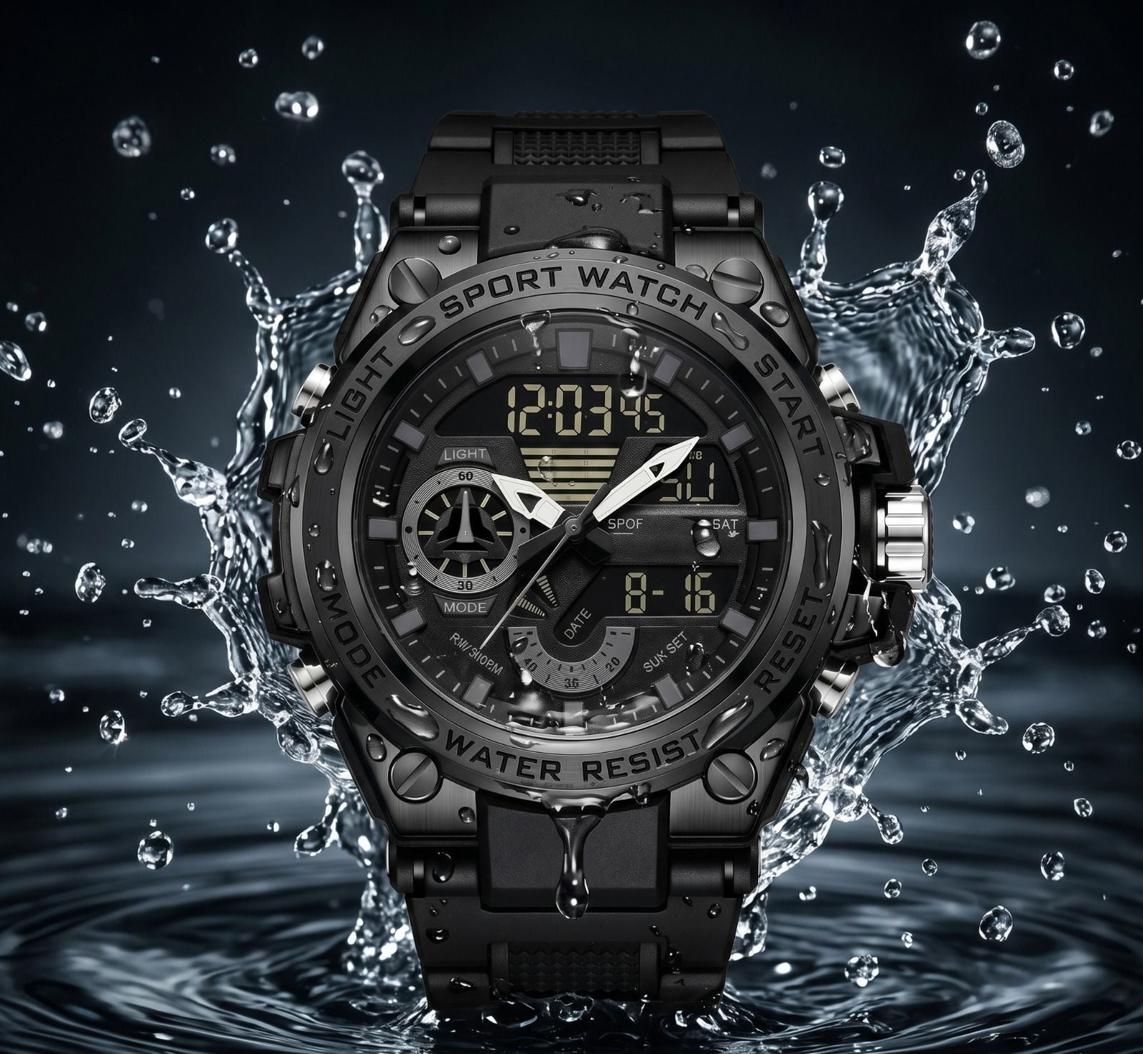 Men's Dual Display Analog-Digital Sports Military Watch view 7