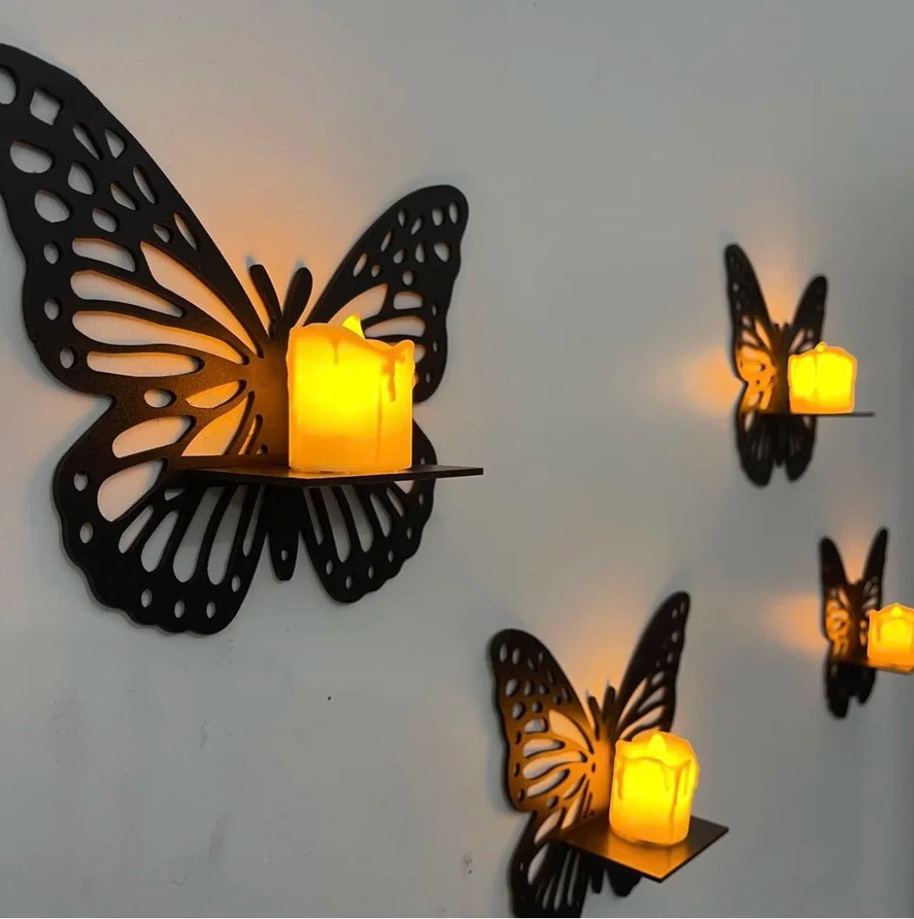 Decorative Butterfly Wall Shelf & Candlestick Holder view 5