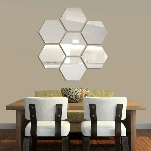 Imported Acrylic Hexagon 3D Wall Decor Mirror Stickers (Set of 12) view 4